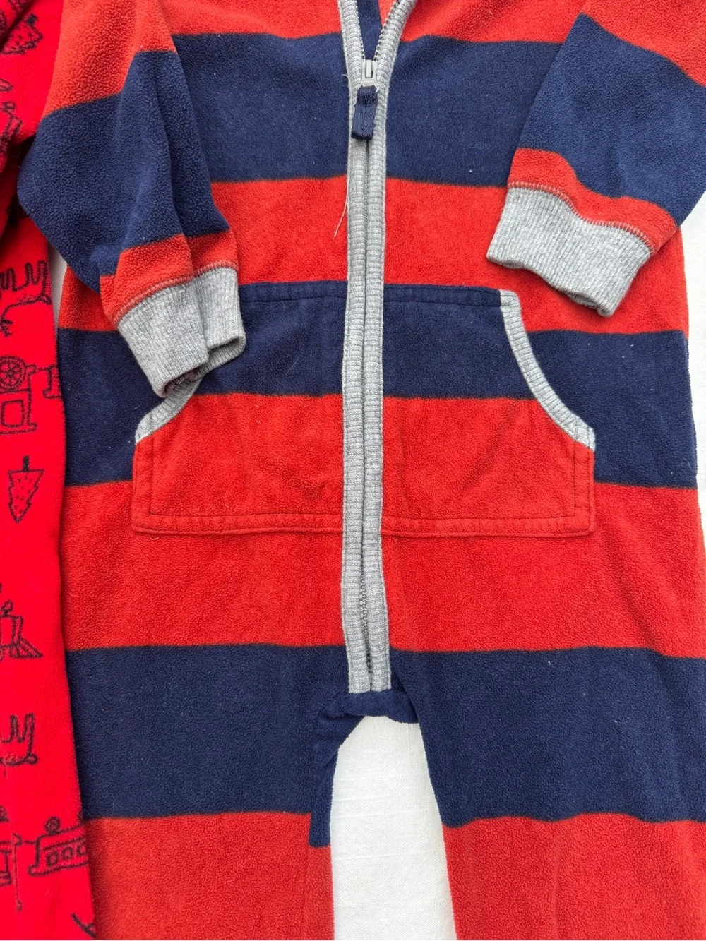 Carter’s Red Fleece Long-Sleeve Jumpsuits Zip Outfits 24M